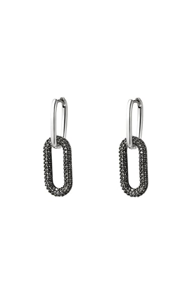 copper linked earrings with zircon stones - large  h5 